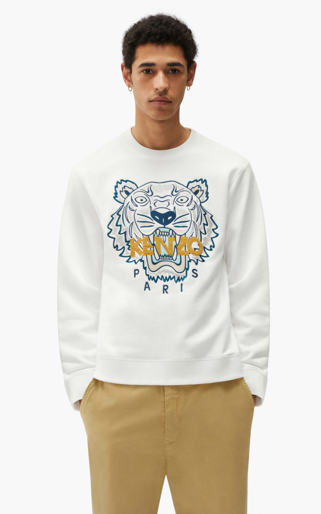 Sweat Kenzo Tiger Homme Blanche | BXGI-51360